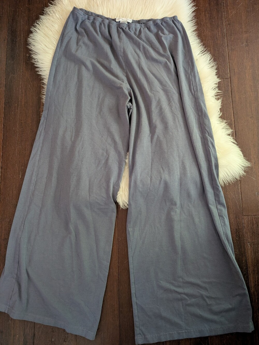 BRYN WALKER LONG FULL PANT Palazzo Wide Leg Lounge Pants Slate Gray L Large